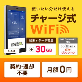 チャージwifi ポケットwifi モバイルルーター wifiルーター モバイルwifi wi-fi モバイルwi-fi G40 30GB 日本国内専用 返却不要