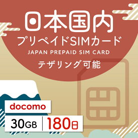 【日本プリペイドSIM 180日間 データ30GB】 日本 docomo ドコモ USIM プリペイド プリペイドSIM シム シムカード SIM SIMカード sim テザリング 180日 データ 通信 30GB 日本受取 一時帰国 留学 出張 旅行 引越し データ通信専用