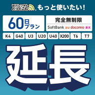 【WiFiレンタル 延長専用】完全無制限 60日プラン 4キャリアエリア対応 K4 G40 U3 U20 U40 X200 wifi レ…