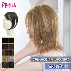 白髪隠し 自然 ちょびっと白髪隠しウィッグ 『スタンダード』 旧仕様：クリップタイプ プリシラ ST-012b prisila ポイントウィッグ ヘアピース つむじ隠し 薄毛 部分ウィッグ 白髪 グレイヘア 毛量 ボリュームアップ シニア ミセス おしゃれ 洋装 和装 耐熱 送料無料