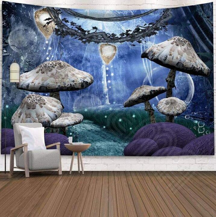 楽天市場 タペストリー 大判 目隠し 大きい マッシュルーム サイケデリック 瞑想 キノコ Lsd 幻覚世界 幻想的 ビデオ会議背景 アート 飾り カーテン 150cmx130cm 店舗用アートマルチカバー オシャレウォールアート 壁掛 オシャレ 模様替え 布 店舗 什器 テレワーク
