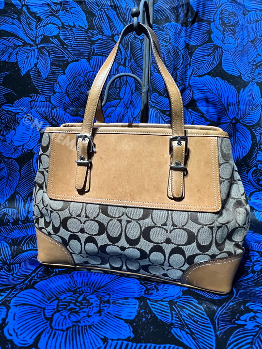 楽天市場】【中古】COACHコーチ シグネチャー ブラウン キャンバス 