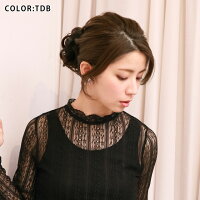 冠婚葬祭・結婚式・卒業式などのフォーマルな場面に最適★オーガンジーリボンの組み込まれた簡単シュシュ型ウィッグプリシラシュシュウィッグVS-01レース付きシュシュウィッグ(ポイントウィッグ)ウィッグウイッグ