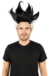 Wigs2you H-7085��l�p�����Y �X�p�C�L�[���C���[�h�V���[�g �u���b�N���z���C�g�E�B�b�O | �n���E�B���A�X�e�[�W�p�t�H�[�}���X�A�e�[�}�C�x���g�A���[���v���C�ɍœK�ȁA�����\�ȃL���b