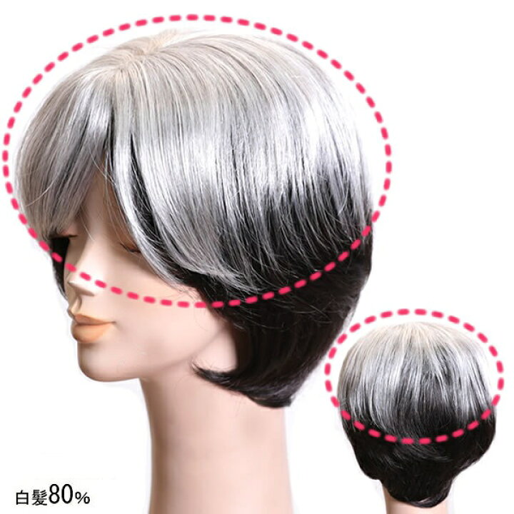 楽天市場】ウィッグ 白髪 部分ウィッグ 薄毛隠し 女性 グレーヘアー 