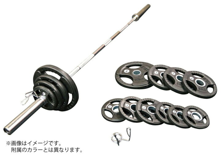 楽天市場】オリンピック バーベルセット 75kg ラバー カラー付き 