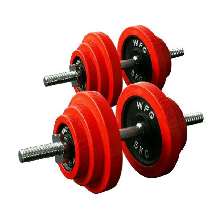 楽天市場】赤ラバーダンベルセット 40kg （片手20kg×2個セット）送料 