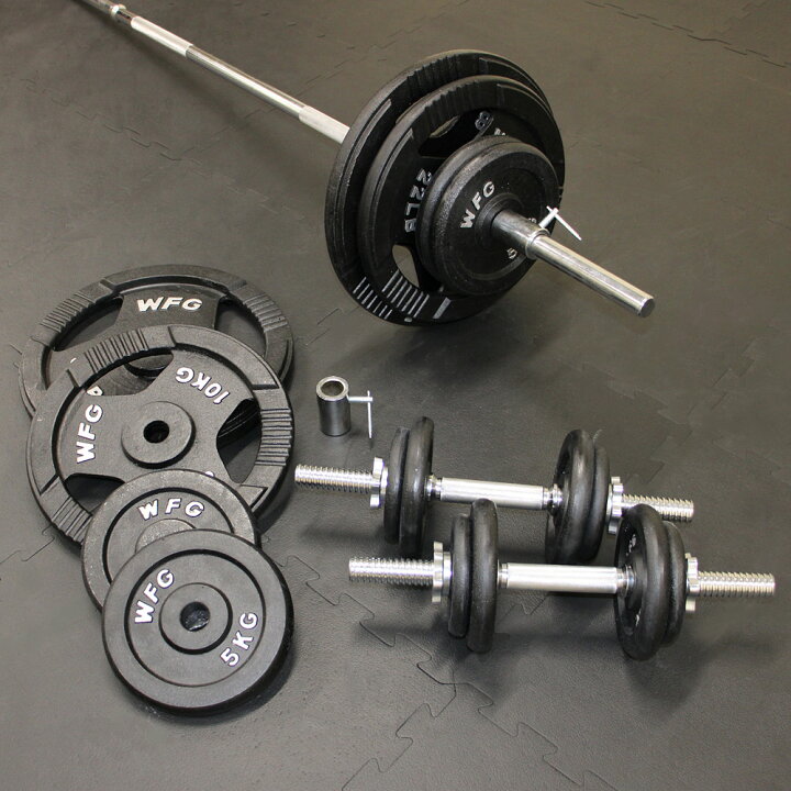 楽天市場】アイアンバーベルダンベルセット 100kg【送料無料】 筋トレ 