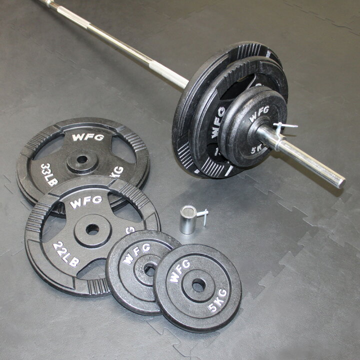楽天市場】アイアンバーベルセット 80kg カラー付き送料無料 筋トレ 