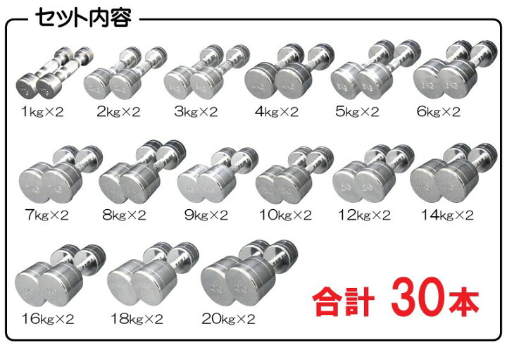 楽天市場】固定式 クローム ダンベルセット送料無料 ダンベル セット 