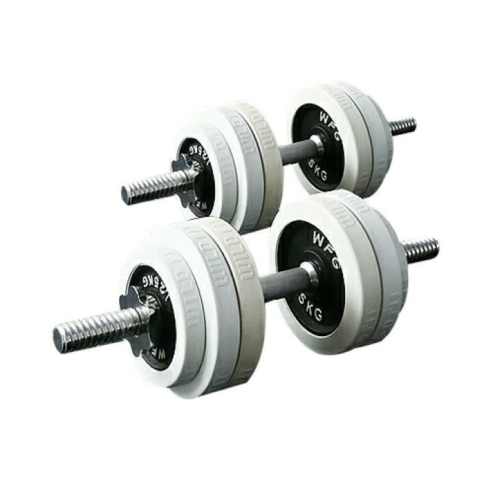 楽天市場】白ラバーダンベルセット 30kg (片手15kg×2組)筋トレ 