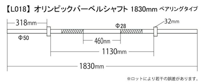 楽天市場】オリンピック用 バーベルシャフト 1830ミリ ベアリング 
