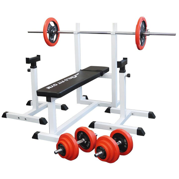楽天市場】トレーニングジムセット 赤ラバー 70kg筋トレ トレーニング  