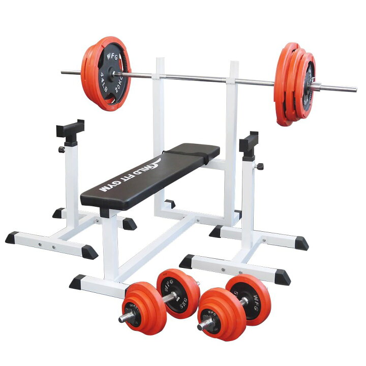 楽天市場】トレーニングジムセット 赤ラバー 140kg送料無料 バーベル 