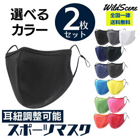 【送料無料】Wild Scene スポーツマスク 大きめ 男女兼用 調整可能 アジャスタータイプ 選べる カラー 2枚セット 繰り返し 洗える タフ設計 メッシュ ランニング 運動用 父の日