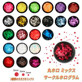 丸ホロ ネイル ホログラム 1mm 2mm 3mm ミックス 増量大型ケース レジンにも 〇 マル 円 サークル ラウンド ドット ホロ
