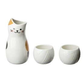 サンアート かわいい食器 「 だんらん酒 とっくり 」 三毛ねこ 徳利・お猪口セット 白 SAN2524 送料無料