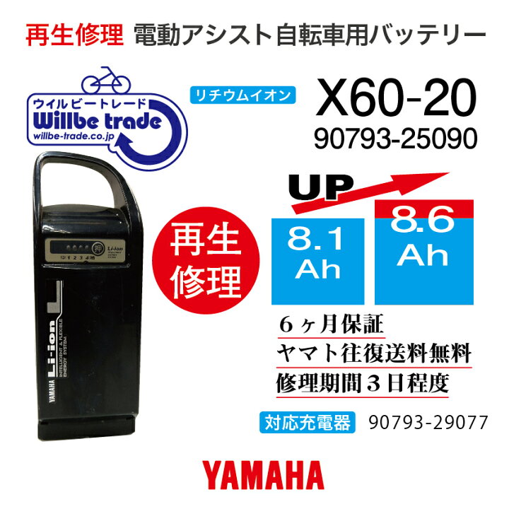 楽天市場】【即納・YAMAHAヤマハ 電動自転車バッテリー X60-20 (8.1 