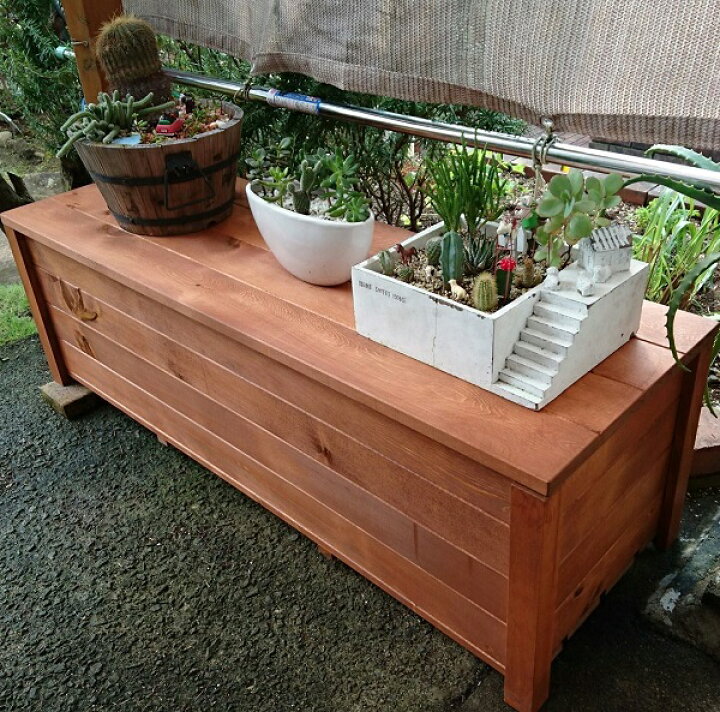 楽天市場】収納ボックス付きベンチ匠 チーク色 横幅90cm 【天然木製  
