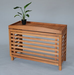 室外機カバー匠 よこ格子 縦ポイント(色:チーク)【大型 天然木製 おしゃれ 日よけ エアコンカバー ベランダ 日本製 送料無料 】