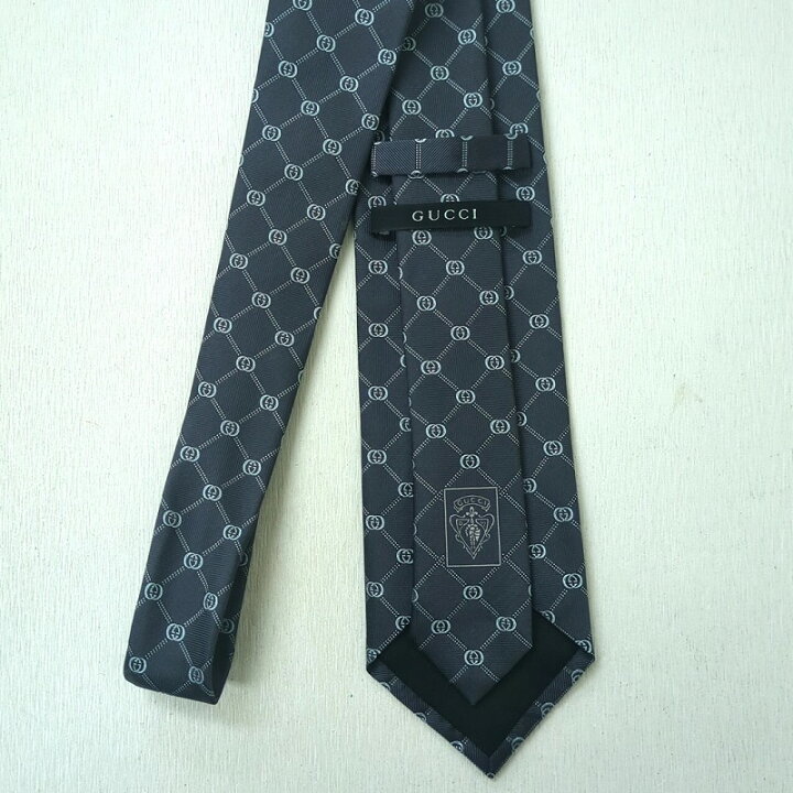楽天市場】GUCCI グッチ GG柄 100% シルク ネクタイ グレー系 