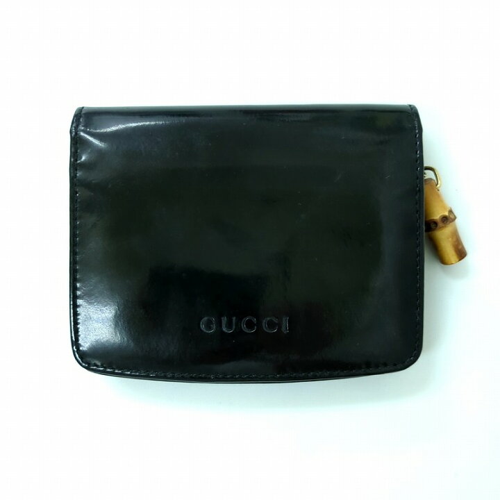 楽天市場】GUCCI グッチ エナメル バンブー 折り財布 ブラック 
