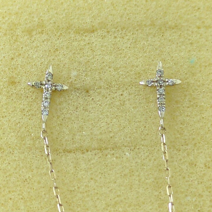 楽天市場】Lilas リラ K10 0.01ct ダイヤモンド クロス ピアス 