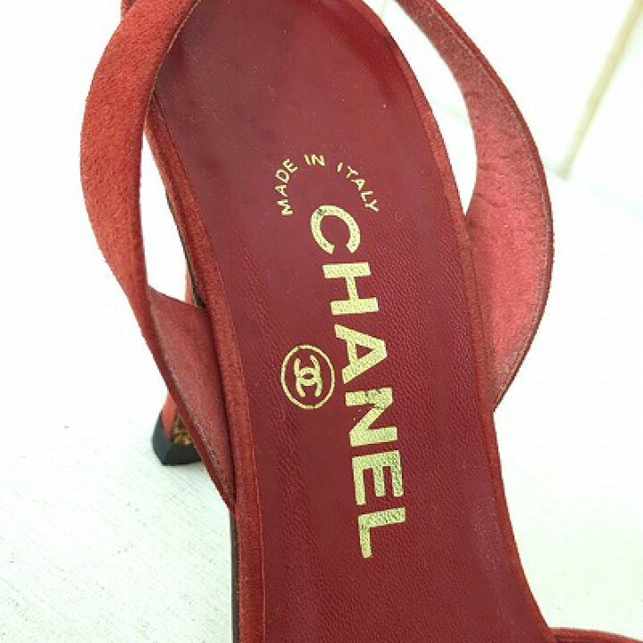 楽天市場】CHANEL シャネル ミュール サンダル 36サイズ ベロア レッド 