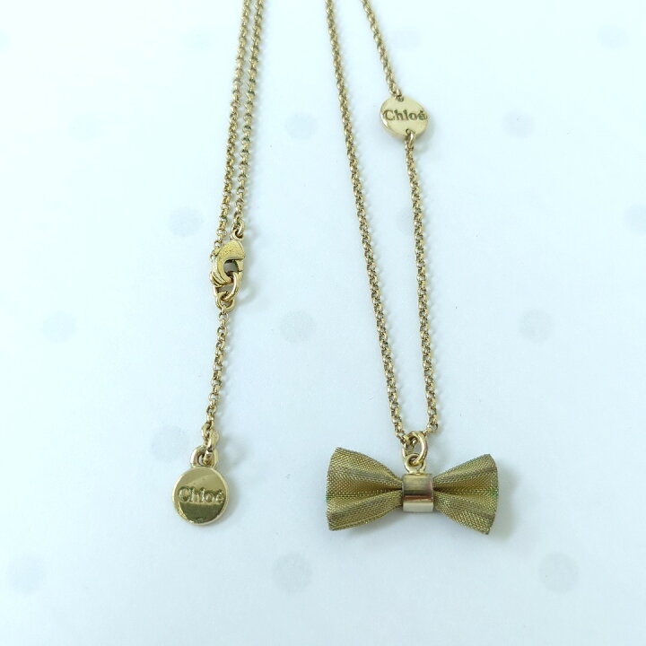 楽天市場】Chloe クロエ リボン ネックレス ゴールドカラー 