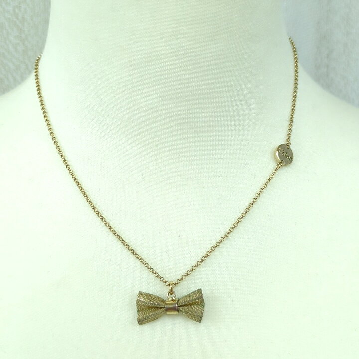 楽天市場】Chloe クロエ リボン ネックレス ゴールドカラー 