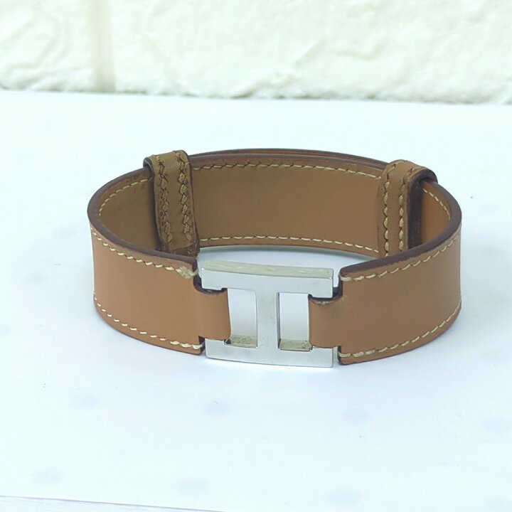 楽天市場】HERMES エルメス レザー ブレスレット Hロゴ 金具 刻印有 