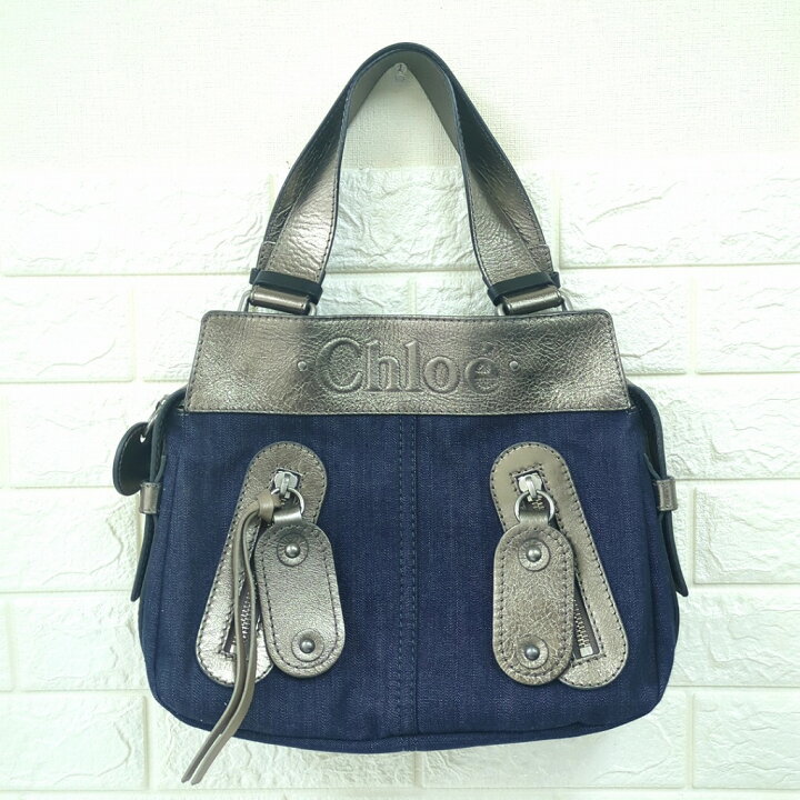 楽天市場】Chloe クロエ デニム トートバッグ ハンドバッグ レザー 