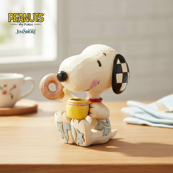 スヌーピー ドーナツとコーヒー ミニ 7.6cm | ジムショア ピーナッツ グッズ フィギュア 人形 置物 彫刻 Jim Shore 正規輸入品
