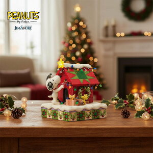 スヌーピー&ウッドストック デコレーションドッグハウス LED 16cm クリスマス | ジムショア ピーナッツ グッズ フィギュア 人形 置物 彫刻 Jim Shore 正規輸入品