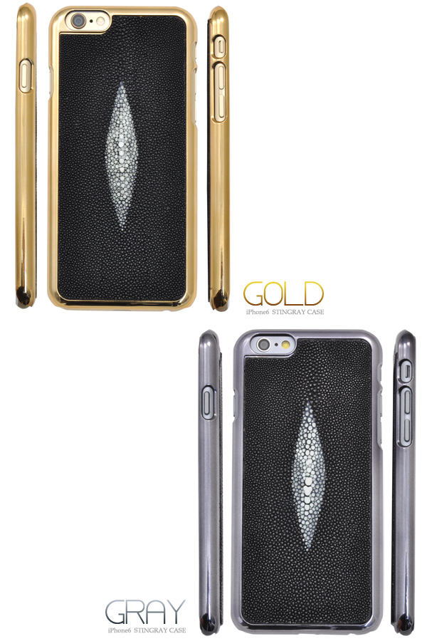Iphone6用 Iphone 6 Iphone6s用スティングレイレザーケース ゴールド グレー 1匹から1つしか取れない貴重なスティングレイ ショップ Iphone6ケース アイフォン スマホケース スマホカバー 4 7インチモデル用 エイ革 のスターマーク付き