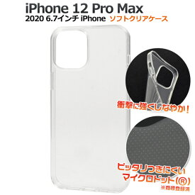 【送料無料】iPhone 12 Pro Maxソフトクリアケース (2020年 6.7インチ) マイクロドット加工 シンプル 透明 ソフトケース iPhone12プロマックスケース アイフォン12プロマックスケース スマホケース アイフォン12プロマックスカバー ソフトケース バックカバー 背面カバー