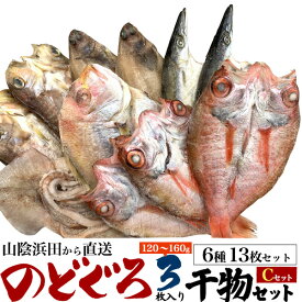 【送料無料】のどぐろ干物 大サイズ 3枚入り 高級干物 Cセット(6種13枚セット) ノドグロ アマダイ ササカレイ スルメイカ カマス 山陰浜田 直送 贈答用 冷凍 食品 箱入り 一夜干し 島根県 島根産 ギフト プレゼント 高級魚 熨斗 のし対応 甘鯛 笹ガレイ のど黒 産直 ひもの