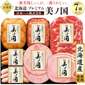 御歳暮 日本ハム 北海道 プレミアム 美ノ国 UKH-53 お歳暮 2025年 冬ギフト うつくしのくに 北海道産 ハムギフト 詰合せセット 冷蔵 ニッポンハム Nipponham 詰め合わせ ももハム ミートローフ ロースハム 生ハム ビアシンケン あらびきウインナー 熨斗対応 のし 送料無料