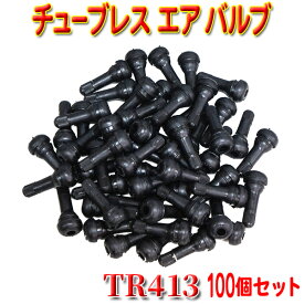 ★即日発送★メール便全国　送料無料♪　新品 タイヤ エアバルブ ゴムバルブ　バルブコア キャップ付き チュ-ブレス　 　TR413　（TR-413）100個セット【普通車 軽自動車 ホイール エアバルブ クローム 】