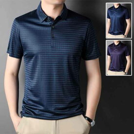 半袖ポロシャツ メンズ ゴルフ ビジネス カジュアル シャツ シンプル 紳士 シルク 絹 吸汗 速乾