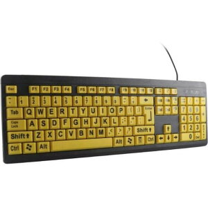 USB�L���L�[�{�[�h �啶�� �V�l/���o��Q�җp ����Ҍ��� �劈���v�����g �ϖ��Ր� 104�L�[�t���T�C�Y �p��z�� �傫������ PC/Macbook/Windows/�m�[�g�p�\�R���ɑΉ� (���F�̃{�^��)