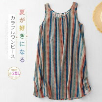 楽天市場】カラフル（袖の長さノースリーブ）（ワンピース｜レディース 