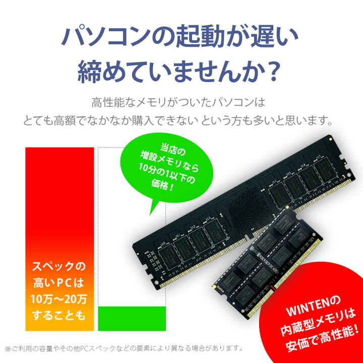楽天市場】WINTEN デスクトップPC用 メモリ DDR4 2666 PC4-21300 32GB 