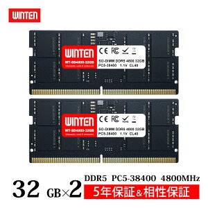 WINTEN m[gPCp  DDR5 4800 PC5-38400 64GB (32GB x 2) 262Pin CL40 1.1V DIMM y5Nۏ ۏ؁z SODIMM SDRAM [ ݃[ PC WT-SD4800-D64GB 6287