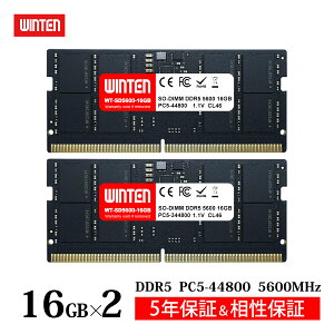 WINTEN m[gPCp  DDR5 5600 PC5-44800 32GB (16GB x 2) 262Pin CL46 1.1V DIMM y5Nۏ ۏ؁zSODIMM SDRAM [ ݃[ PC WT-SD5600-D32GB 6308