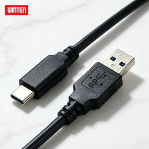 WINTEN USB-C�iType-C�jto USB-A �P�[�u�� USB 3.2 Gen2 �ő�10Gbps �f�[�^�]���Ή� ��30cm WTC-AC1-BK