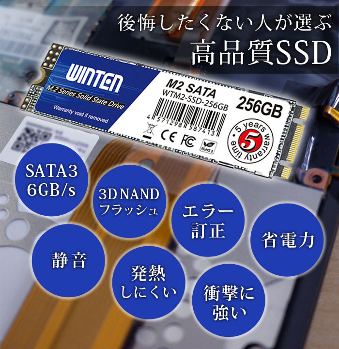 国内正規品】 SSD M.2 2TBWTM2-SSD-2TB 2280 SATA 3D NANDフラッシュ搭載 片面実装 BM Key  日本語パッケージ 説明書 保証書付き エラー訂正機能 省電力 衝撃に強い 内蔵型SSD 6086