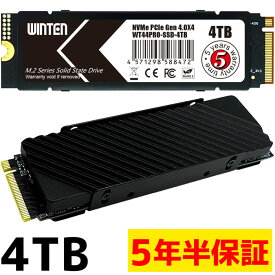 M.2 SSD 4TB M.2 2280 PCIe Gen4x4 NVMe 【5年半保証 即日出荷 送料無料 ヒートシンク付き】 WT44PRO-SSD-4TB PS5動作確認済み ゲーミング 高速 3D NANDフラッシュ搭載 片面実装 M Key 日本語パッケージ 説明書 保証書付き m2 内蔵型SSD 6157