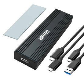SSD M.2 ケース WTSSD-E02-BK SATA / NVMe PCIe両対応 外付ケース1年保証 USB3.2 Gen2 10Gbps M key B&M key NGFF アルミ 2280 2260 2242 2230 最大4TB USBケーブル Type-C Type-A 2本セット 熱伝導シート 高速転送 エンクロージャ