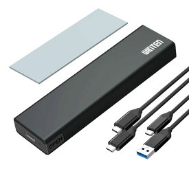 SSD M.2 ケース WTSSD-E01-BK SATA / NVMe PCIe両対応 外付ケース 1年保証USB3.2 Gen2 10Gbps M key B&M key NGFF アルミ 2280 2260 2242 2230 最大4TB USBケーブル Type-C Type-A 2本セット 熱伝導シート 高速転送 エンクロージャ